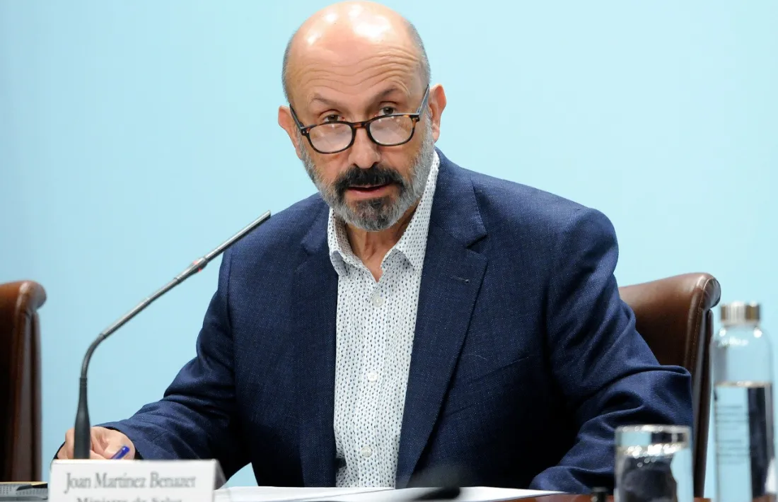 El ministre de Salut, Joan Martínez Benazet, en la compareixença d'aquest migdia.