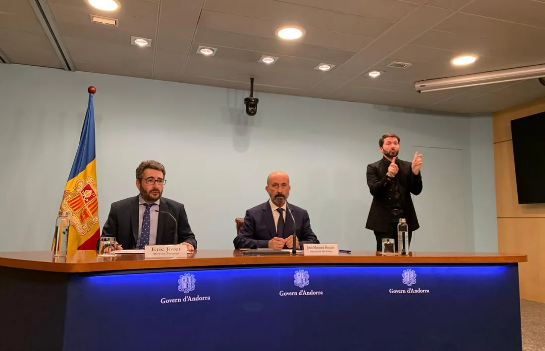 Un moment de la compareixença d'Eric Jover i Joan Martínez Benazet d'aquest migdia.