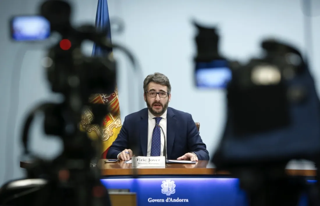 El ministre de Finances i portaveu de l'executiu, Eric Jover, en la compareixença d'aquest migdia.