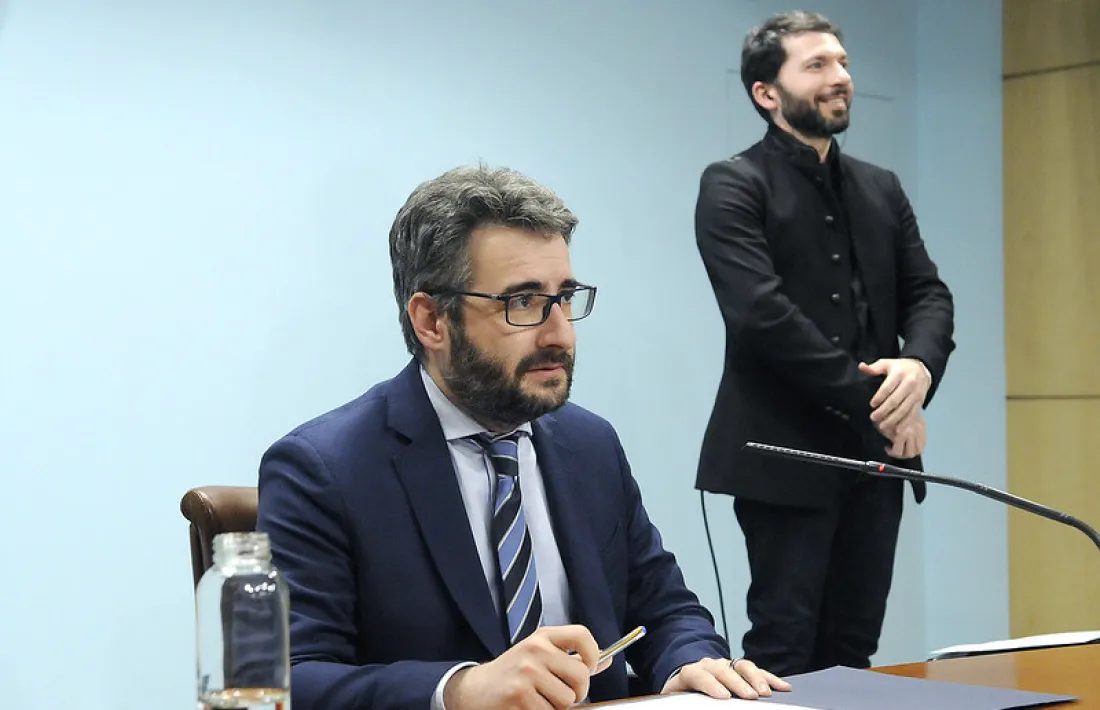 El ministre portaveu, Eric Jover, durant la roda de premsa d'aquest vespre.
