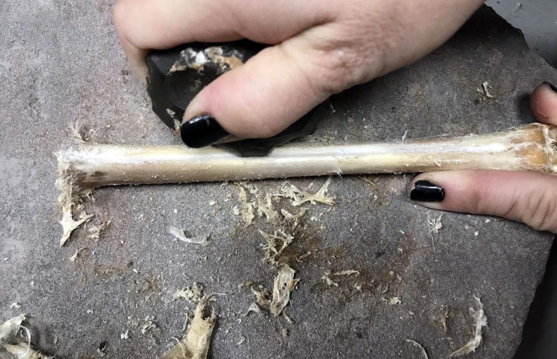 Es graten les dues cares de l'os aprofitant el solc longitudinal palmar.