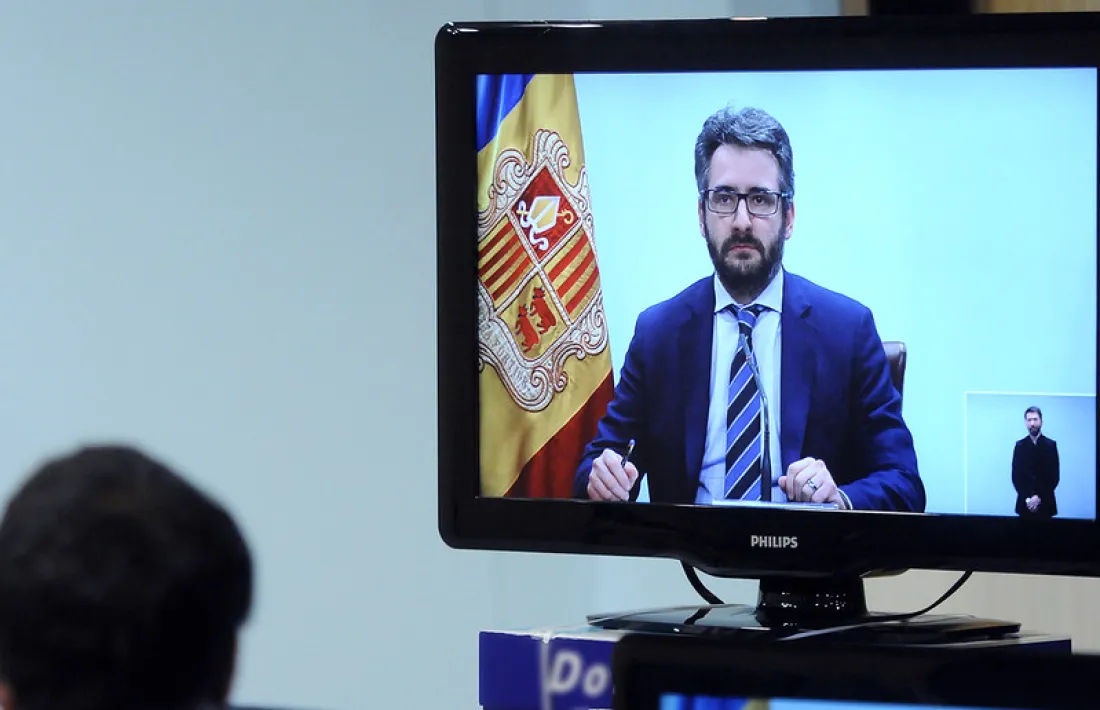 Un instant de la compareixença del ministre Eric Jover.