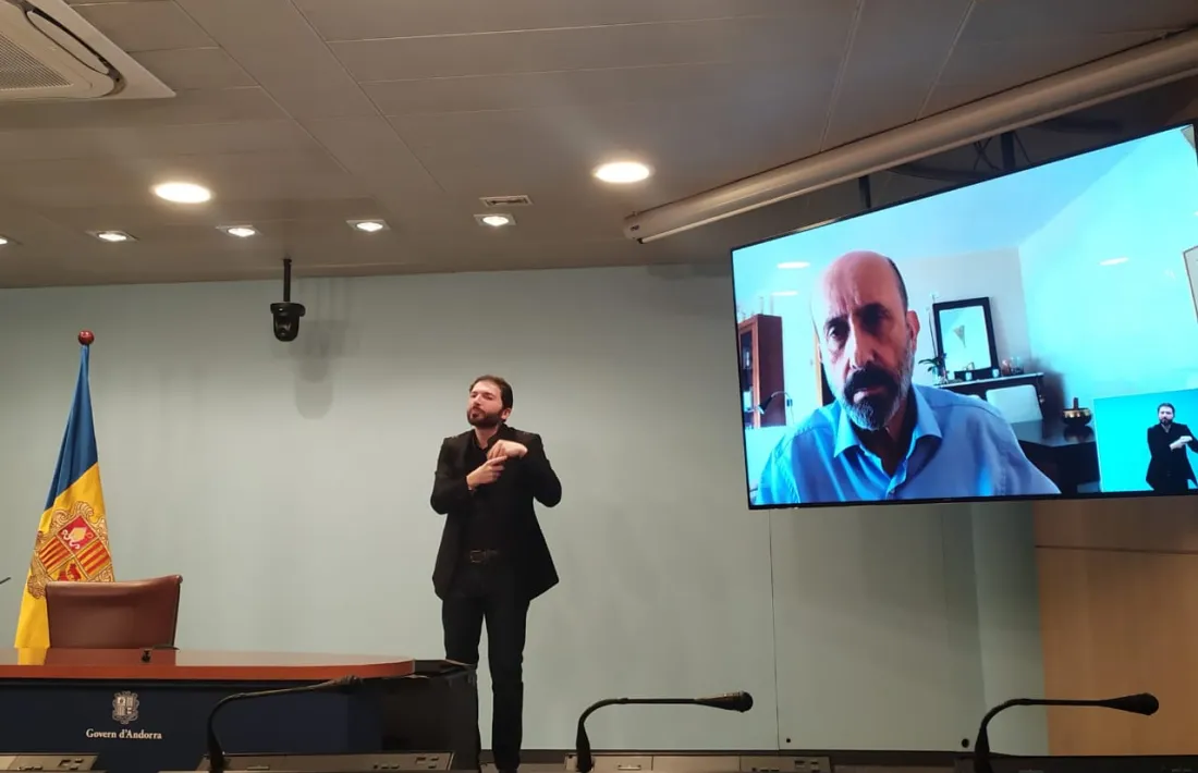 Un moment de la compareixença del titular de Salut, Joan Martínez Benazet, d'aquest migdia.