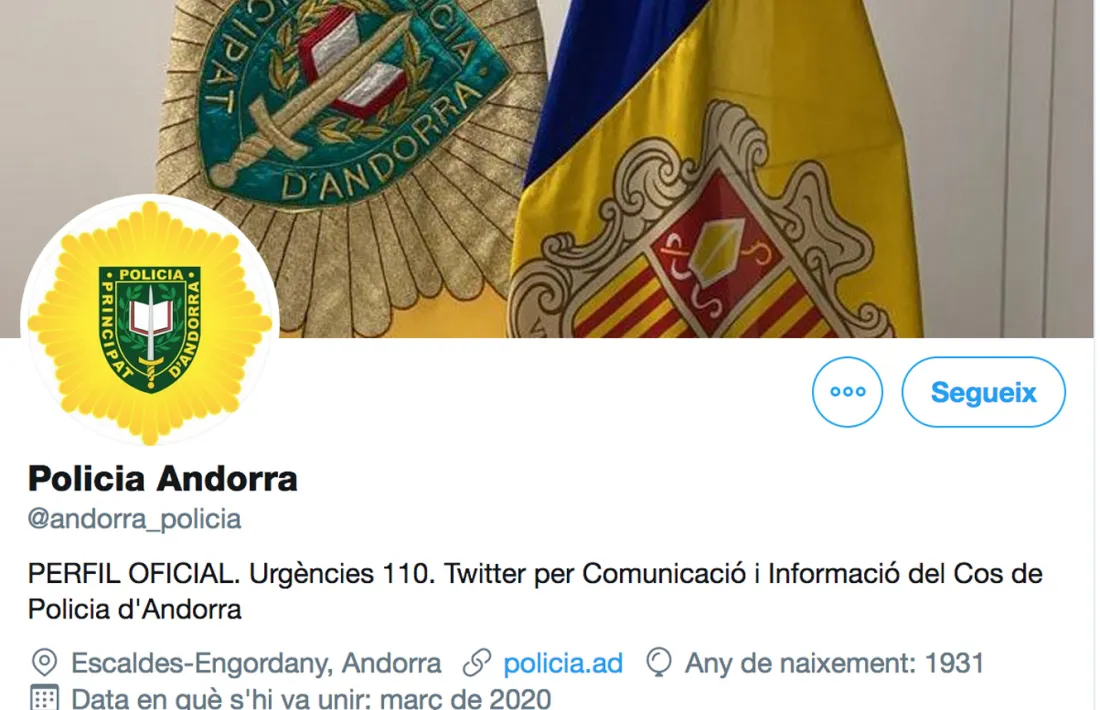 El perfil de Twitter de la policia.