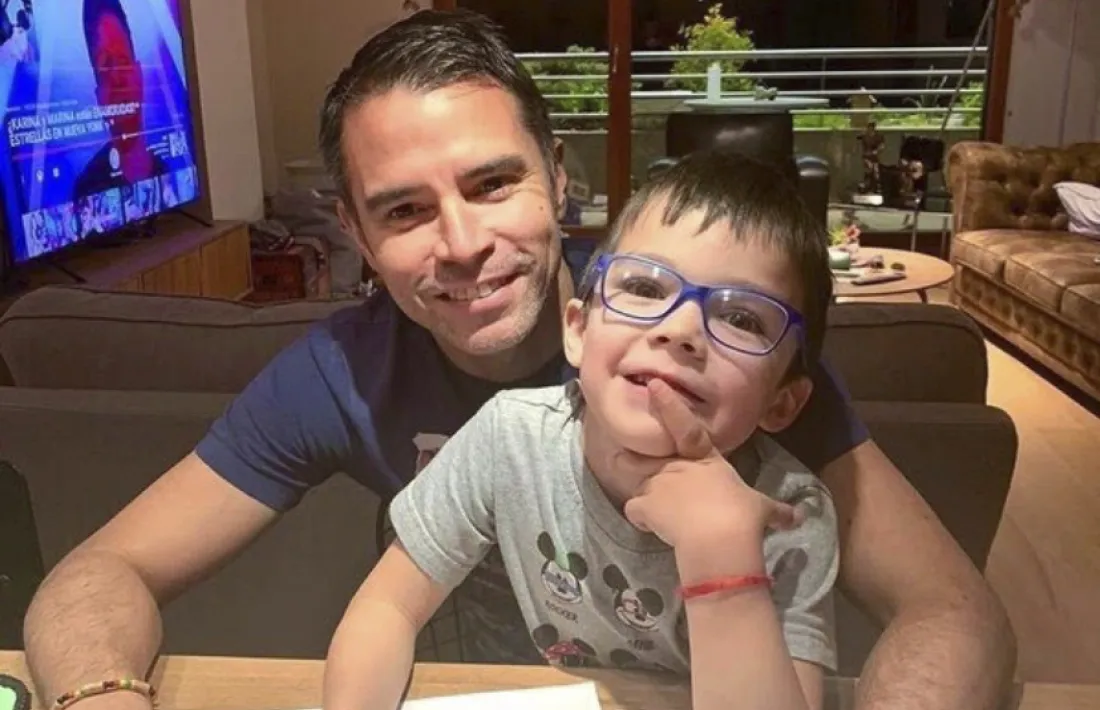 Javier Saviola amb el seu fill.