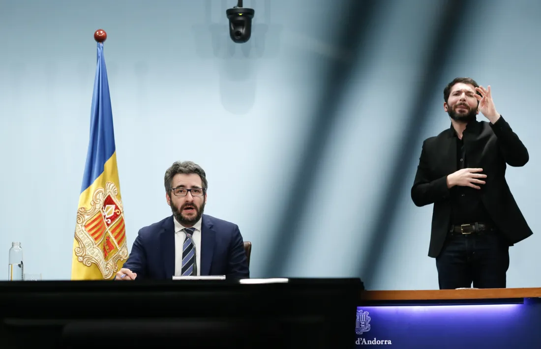 El ministre de Finances i portaveu de l’executiu, Eric Jover, en la compareixença d’ahir al vespre.