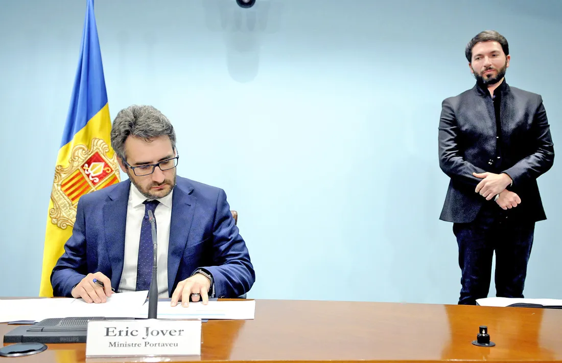 Un moment de la compareixença del titular de Finances i portaveu de l’executiu, Eric Jover.