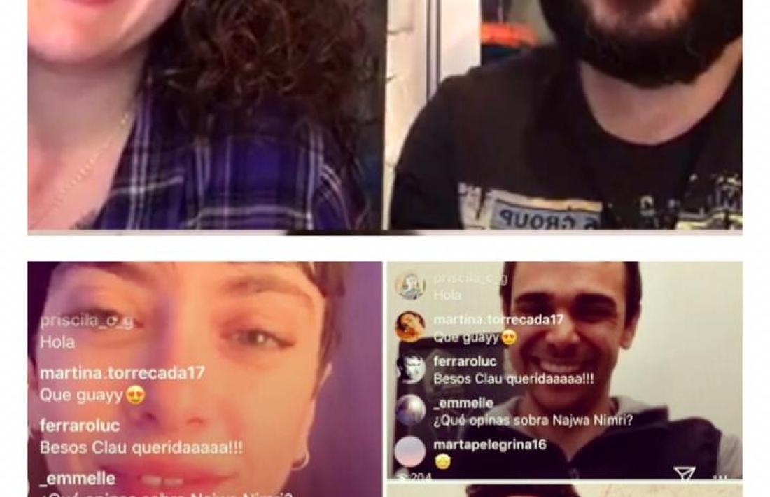 Videconferència a L'Animal amb motiu del Dia Mundial del Teatre, que va comptar amb la participació de Clàudia Riera, Oriol Guillem, Toni Zamora, Joel Pla i Jèssica Casal.