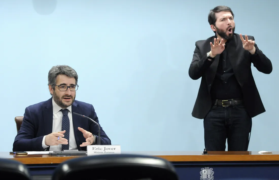 El ministre portaveu, Eric Jover, en la compareixença d’ahir.