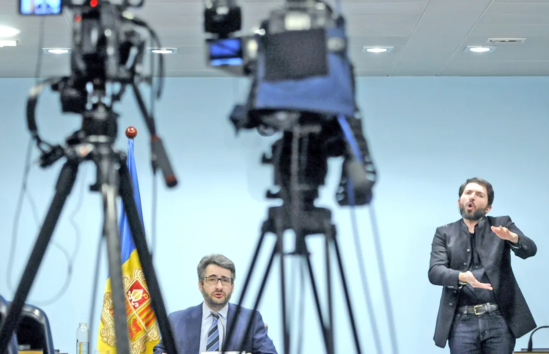 El ministre portaveu, Eric Jover, en la roda de premsa d’ahir.