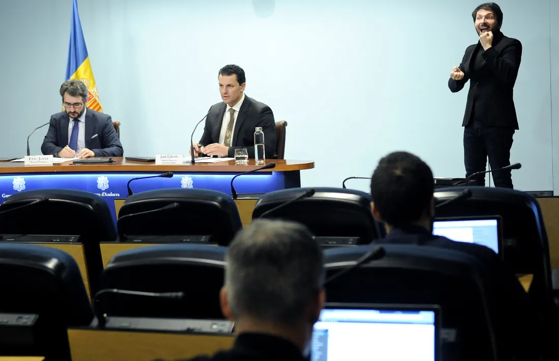 Jover i Gallardo en la roda de premsa que va tenir lloc ahir al vespre.