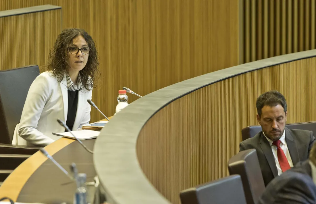 Els consellers generals del PS Judith Salazar i Pere López en una sessió parlamentària.