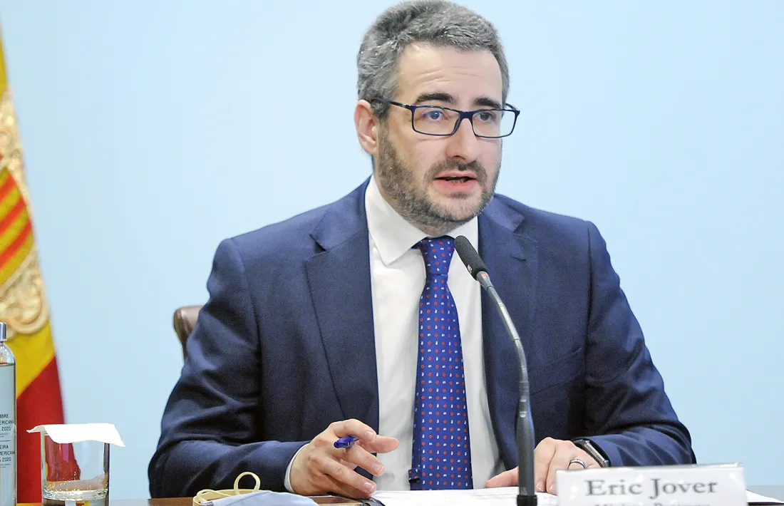 El ministre de Finances i portaveu de l’executiu, Eric Jover, durant la compareixença d’ahir a la tarda.