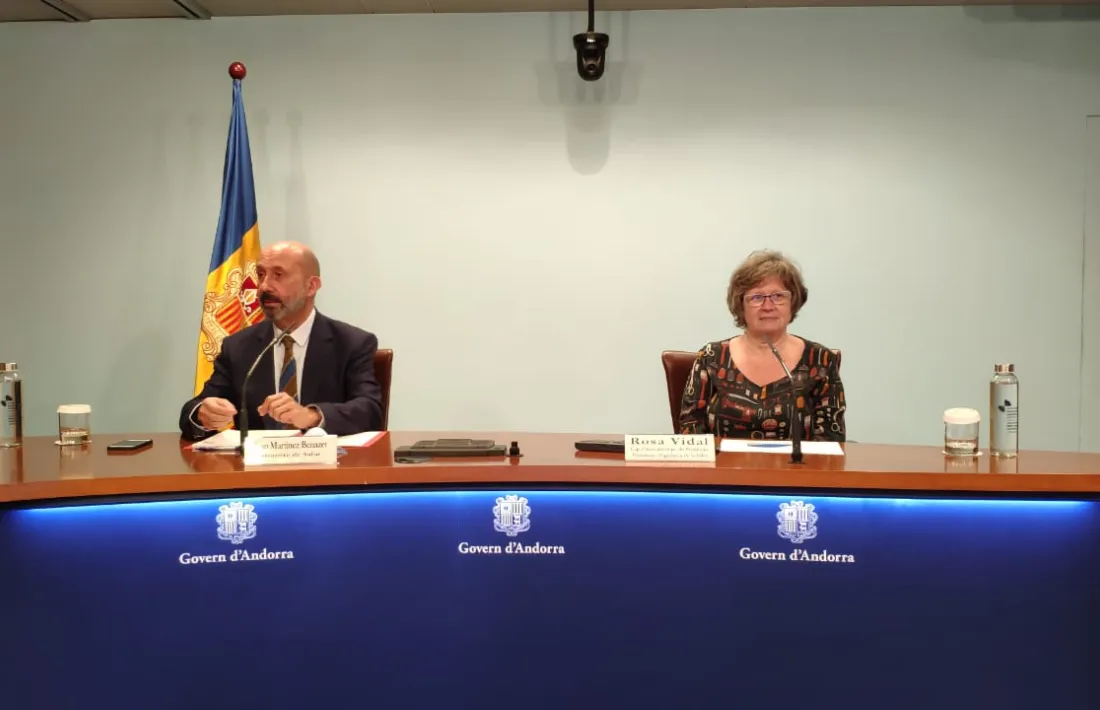 Joan Martínez Benazet i Rosa Vidal en la compareixença d'aquesta tarda.