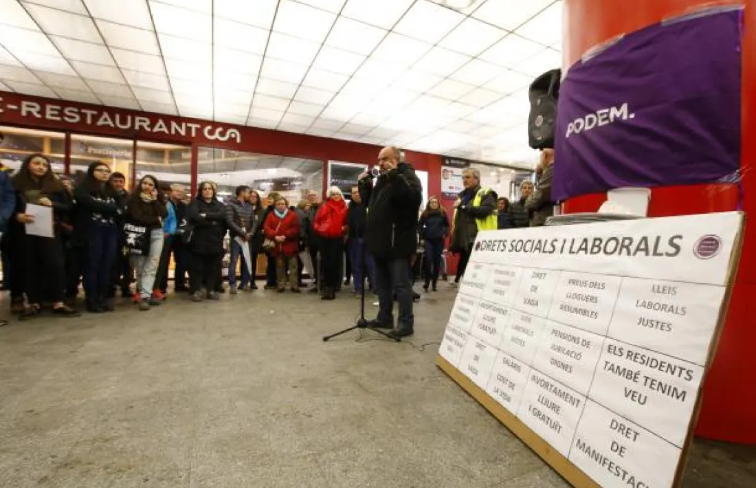 Gabriel Ubach en la intervenció que va fer durant l'acte del Primer de Maig de l'any passat.
