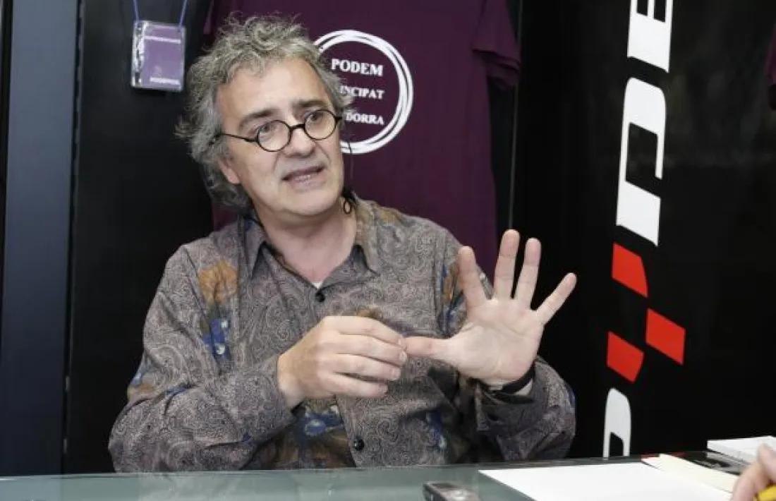 Joan Seguí a la seu de Podem Andorra.