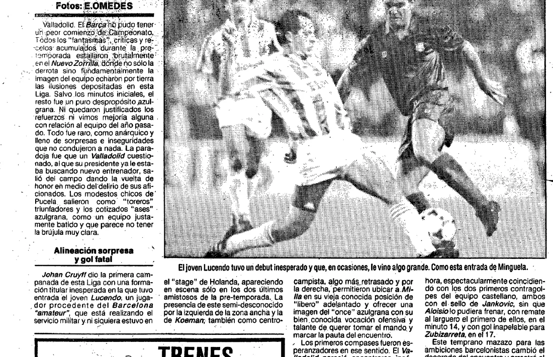 Article de Mundo Deportivo del debut de Lucendo amb el Barça.