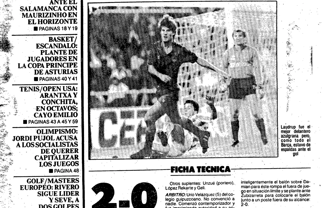 Crònica del primer partit del 2 de setembre de 1989.