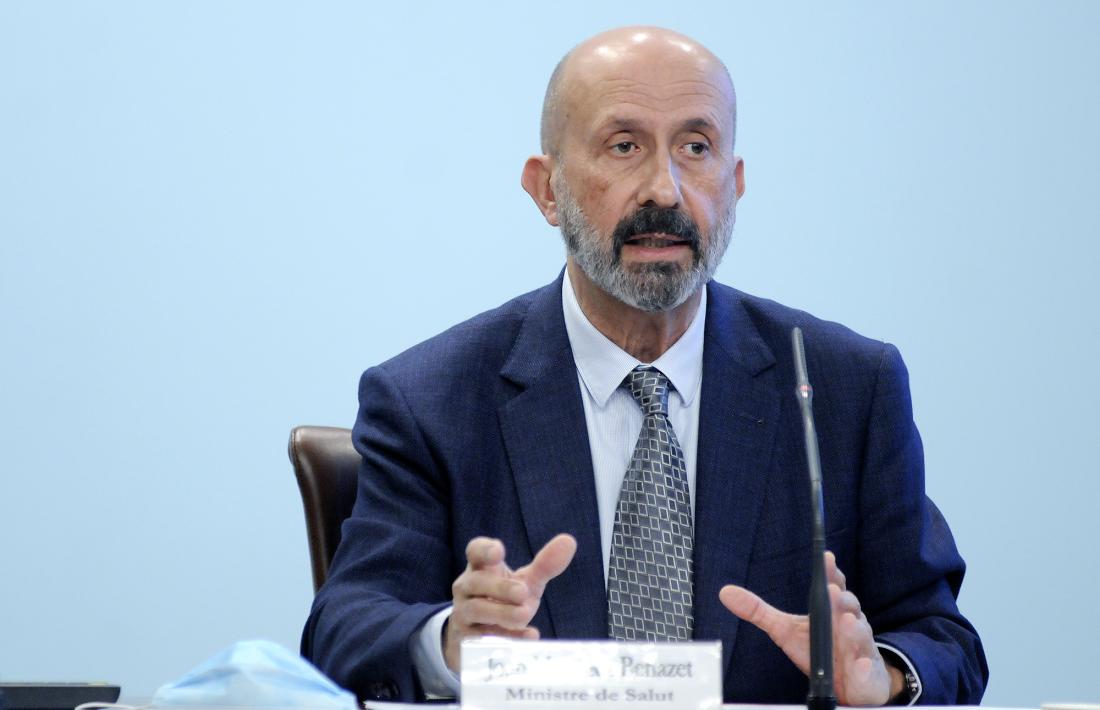 El ministre de Salut, Joan Martínez Benazet, en la compareixença d'aquesta tarda.