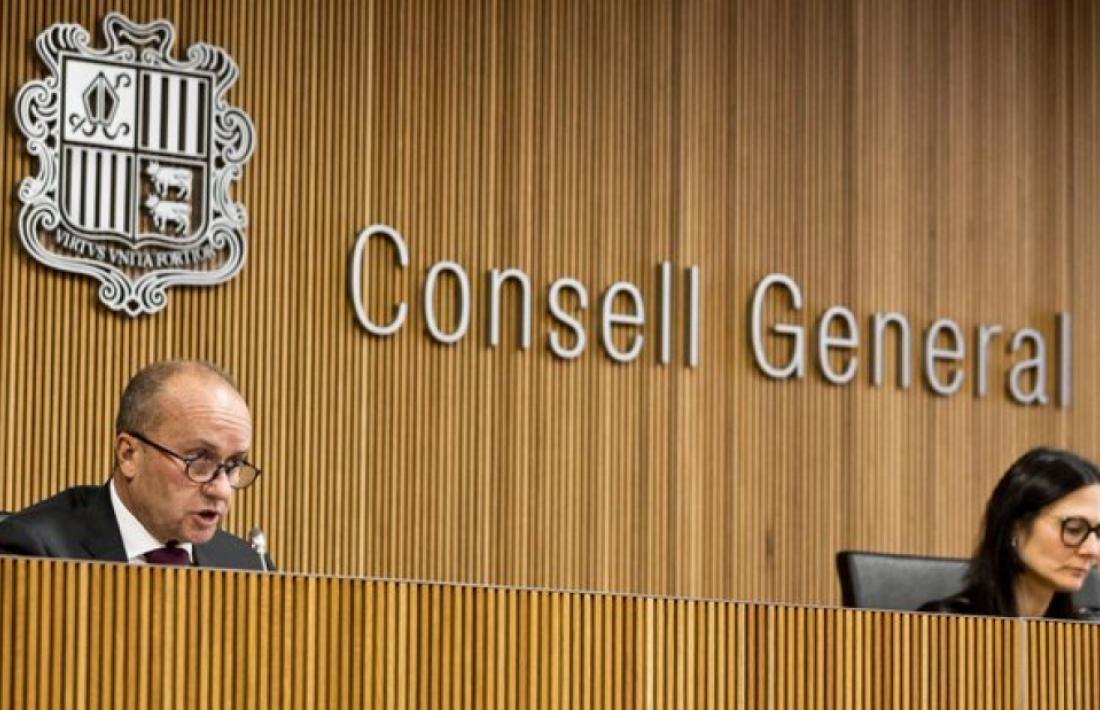 El ministre de Justícia i Interior, Josep Maria Rossell, durant la compareixença davant la Comissió de Justícia, Interior i Afers institucionals.