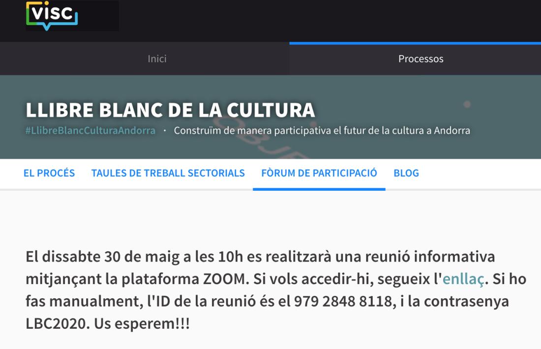 La plana web on s'informa del procés participatiu.