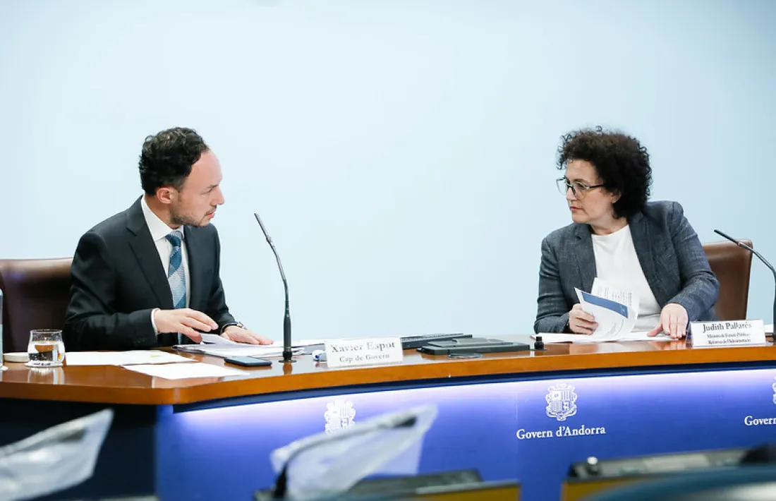 Espot i Pallarés en la roda de premsa d'aquesta tarda.