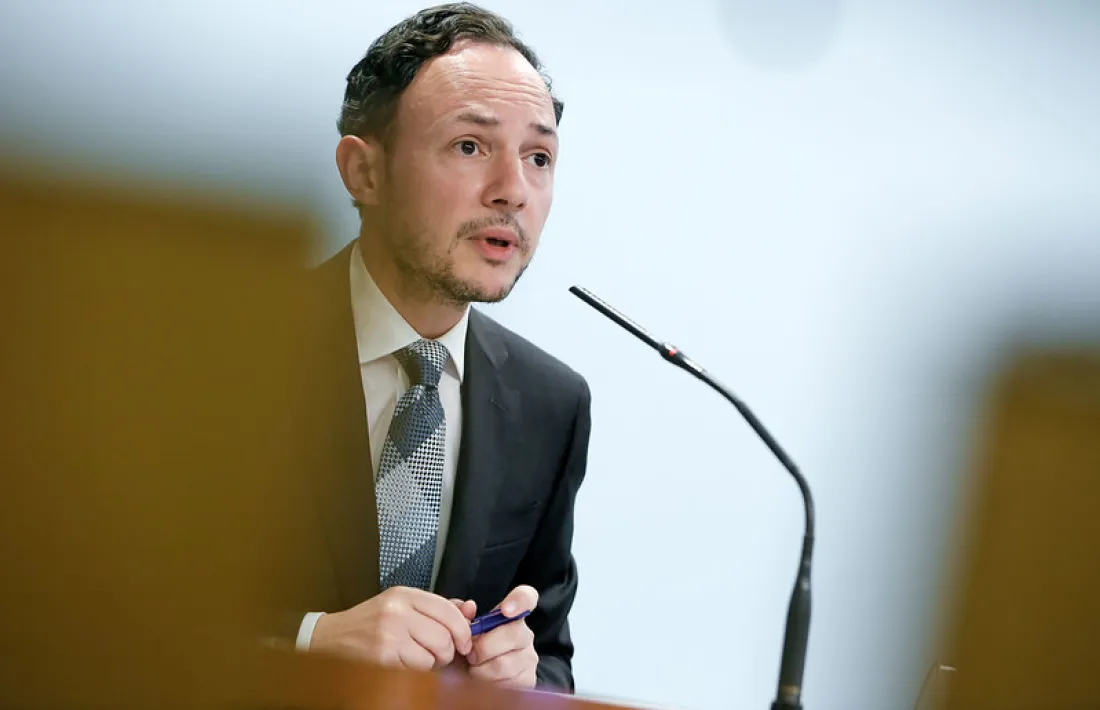 El cap de Govern, Xavier Espot, en la roda de premsa d'aquesta tarda.