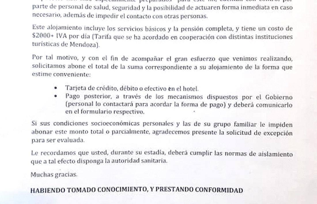 Document que han de firmar els temporers quan arriben a la ciutat de Mendoza.