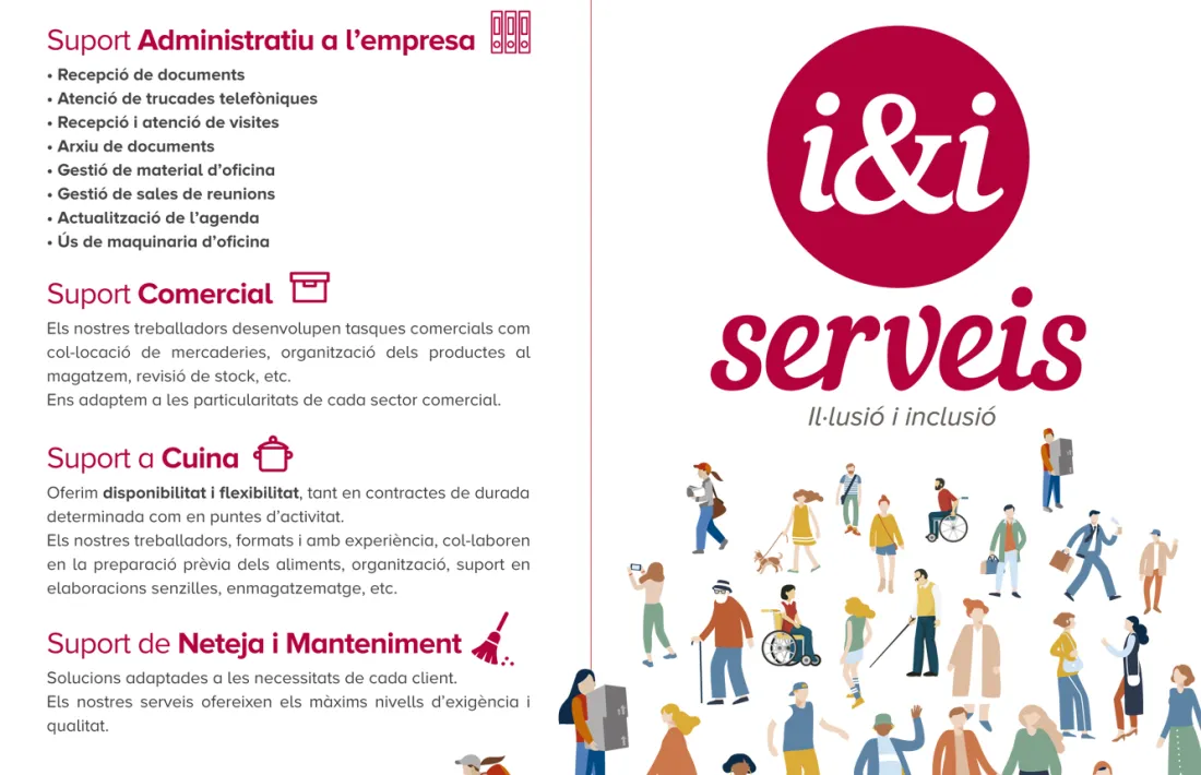 Tríptic que anuncia els serveis de l'empresa i&i.
