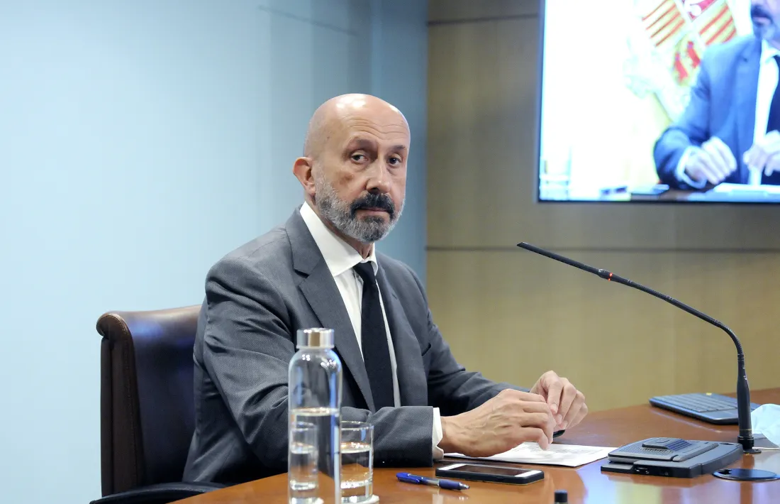 El ministre de Salut, Joan Martínez Benazet, durant la compareixença d’ahir.