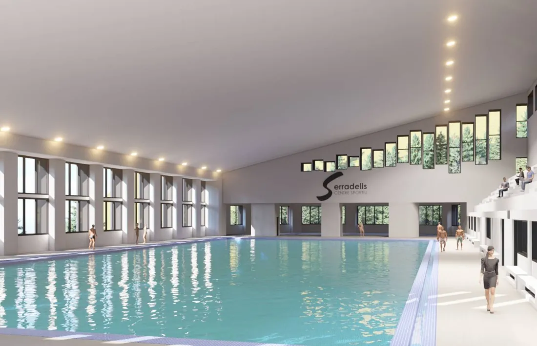 Recreació de com quedarà la nova piscina del centre esportiu Els Serradells.
