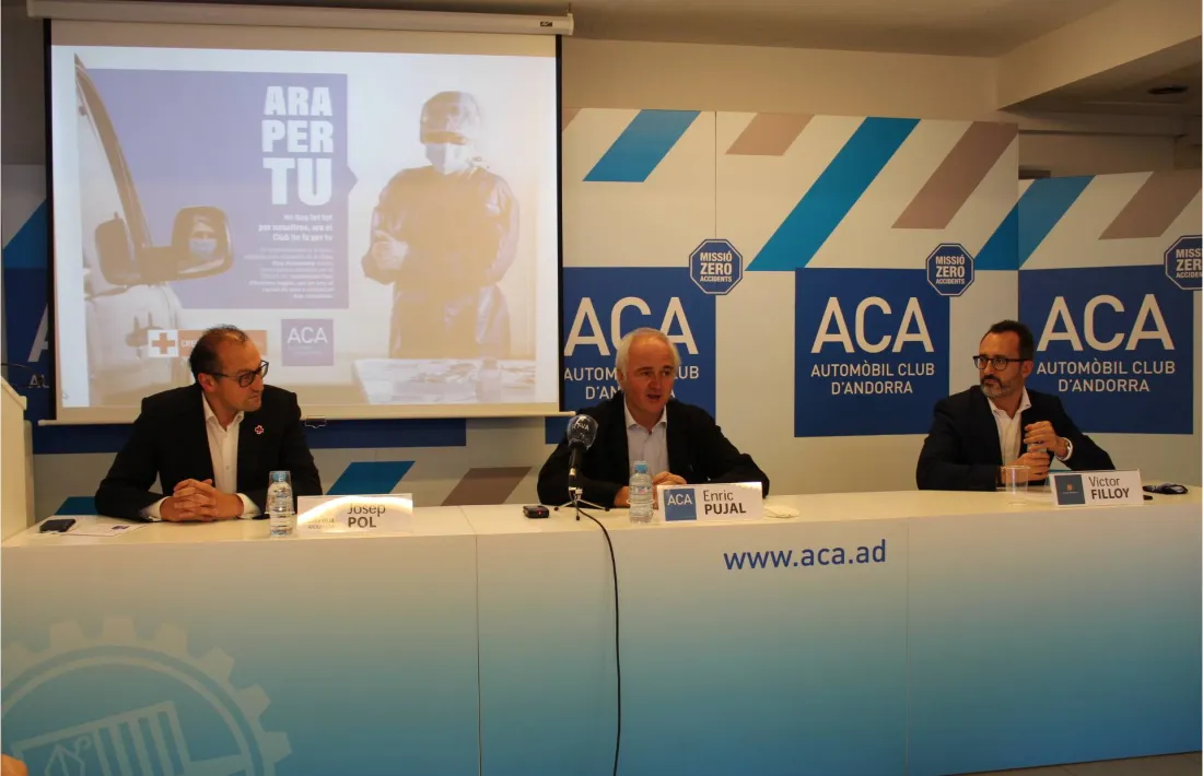 Pol, Pujal i Filloy durant la roda de premsa d'ahir a la tarda.