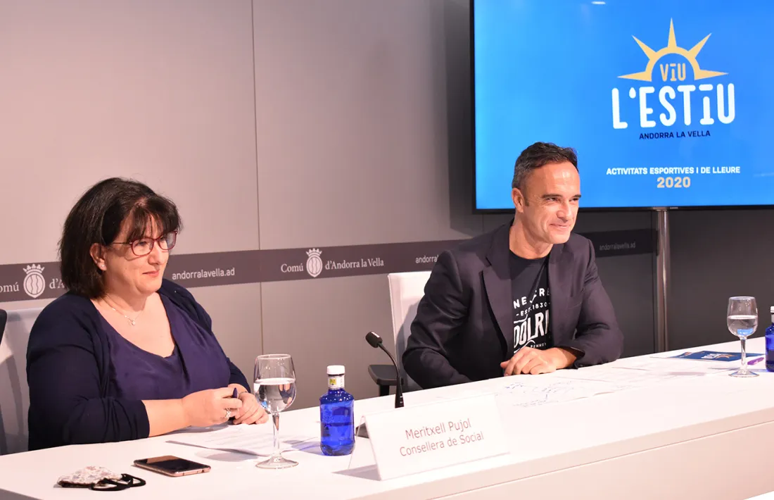 La consellera de Social i el conseller d'Esports i Joventut del comú d'Andorra la Vella, Meritxell Pujol i Alain Cabanes.
