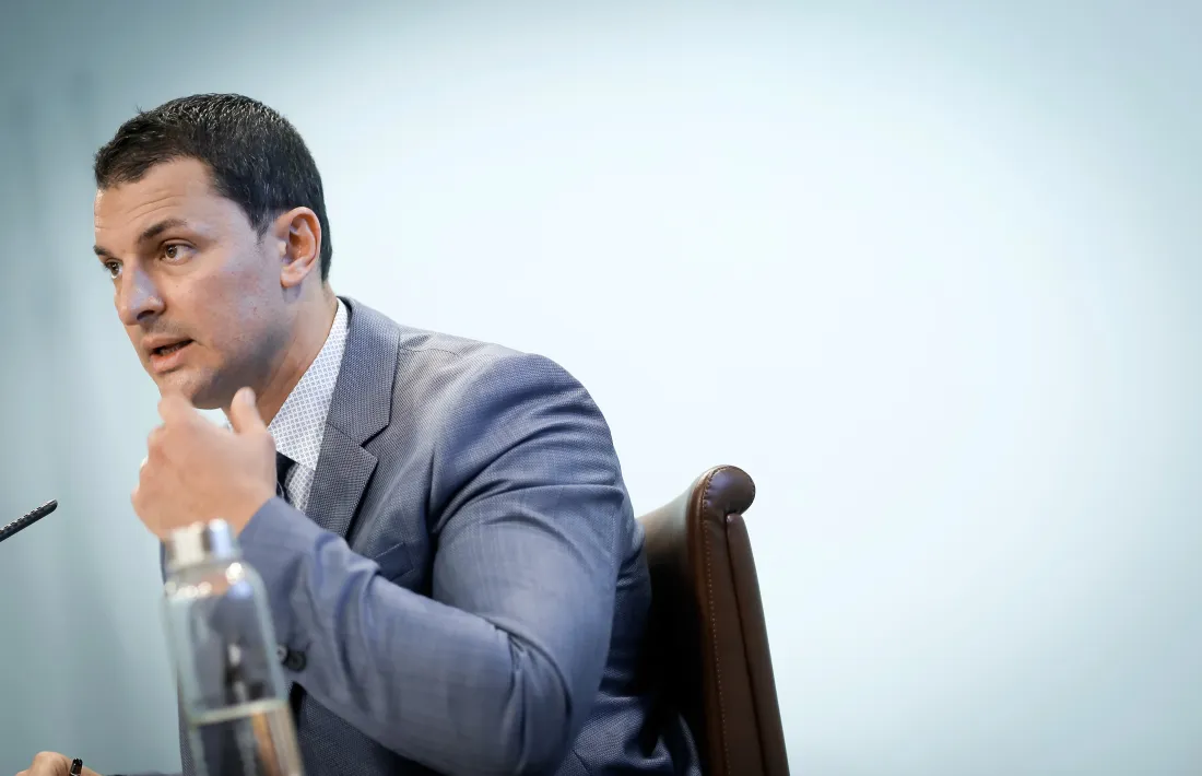 El titular de Presidència, Economia i Empresa, Jordi Gallardo, en la compareixença d’ahir posterior al consell de ministres.