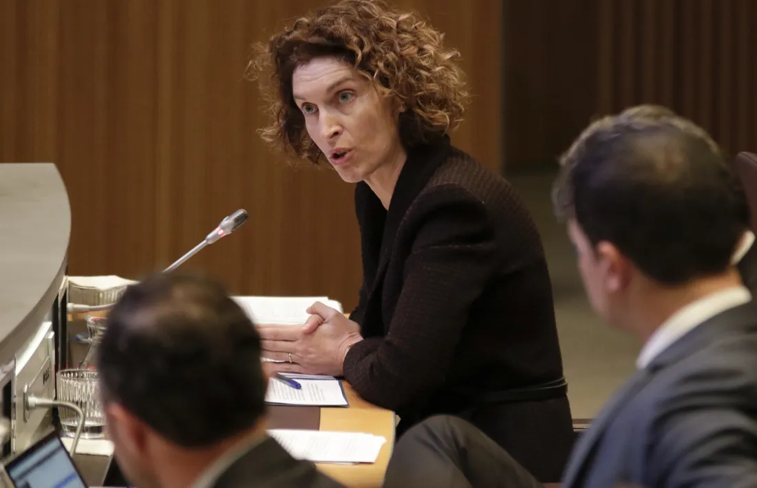 La ministra Maria Ubach en una intervenció al Consell General.