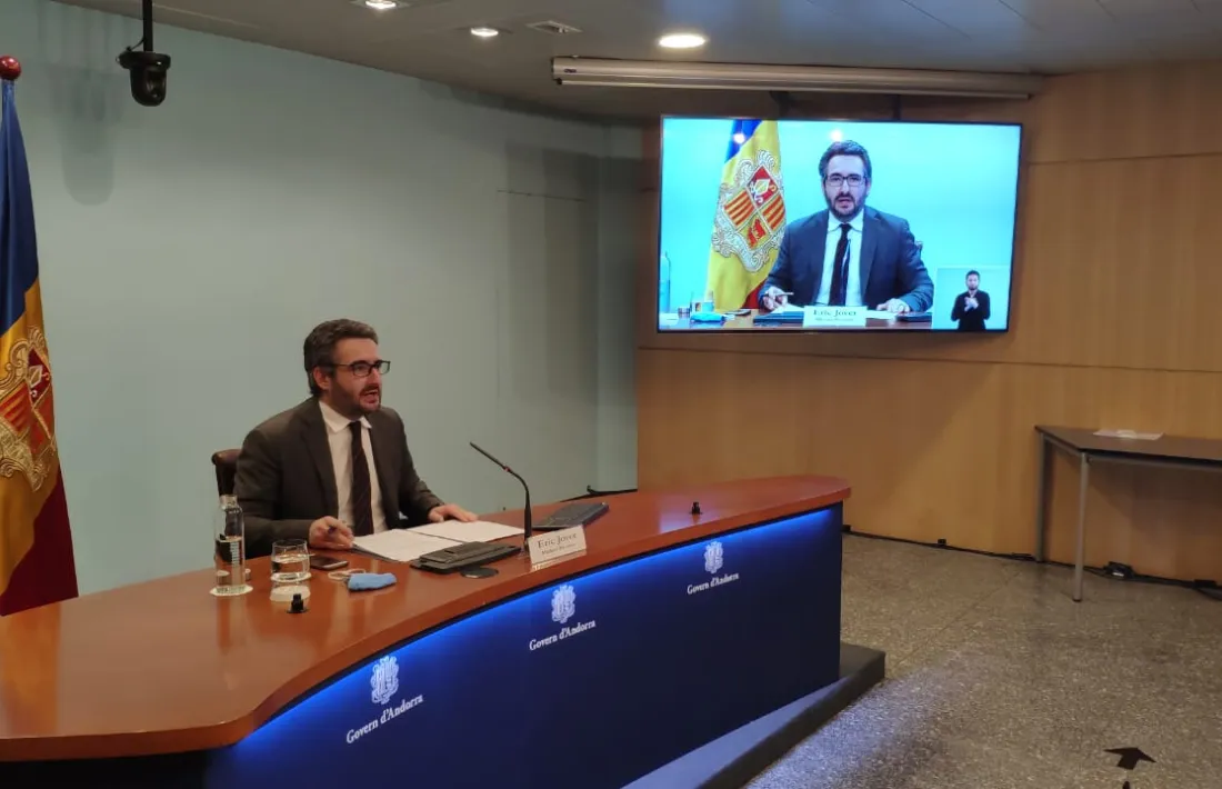 El ministre portaveu, Eric Jover, en la compareixença d’ahir a la tarda.
