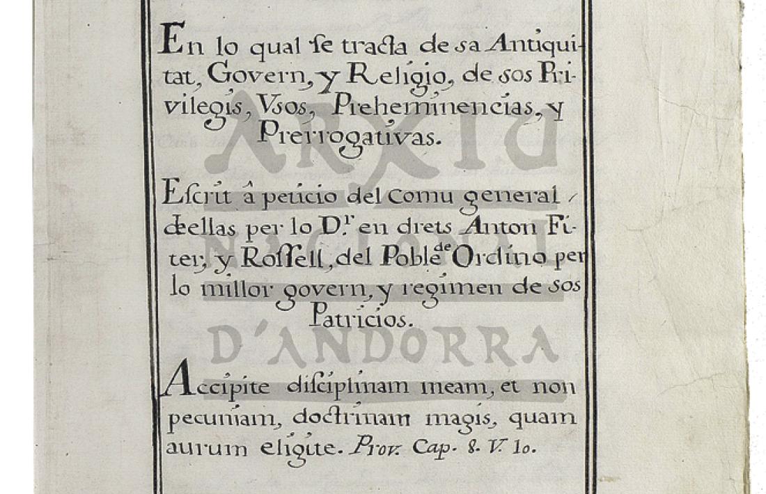 Frontispici del ‘Manual Digest’ original, procedent de l’Armari de les Sis Claus.