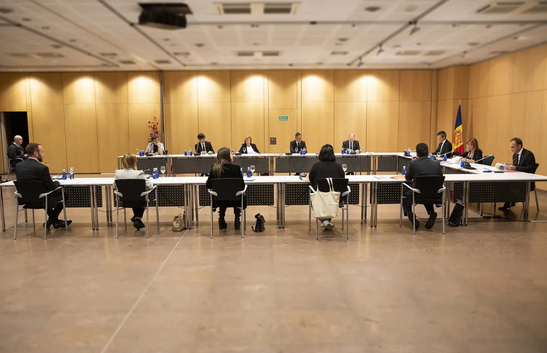 Un moment del consell de Comú celebrat aquest dijous al Centre de Congressos per garantir la distància de seguretat.