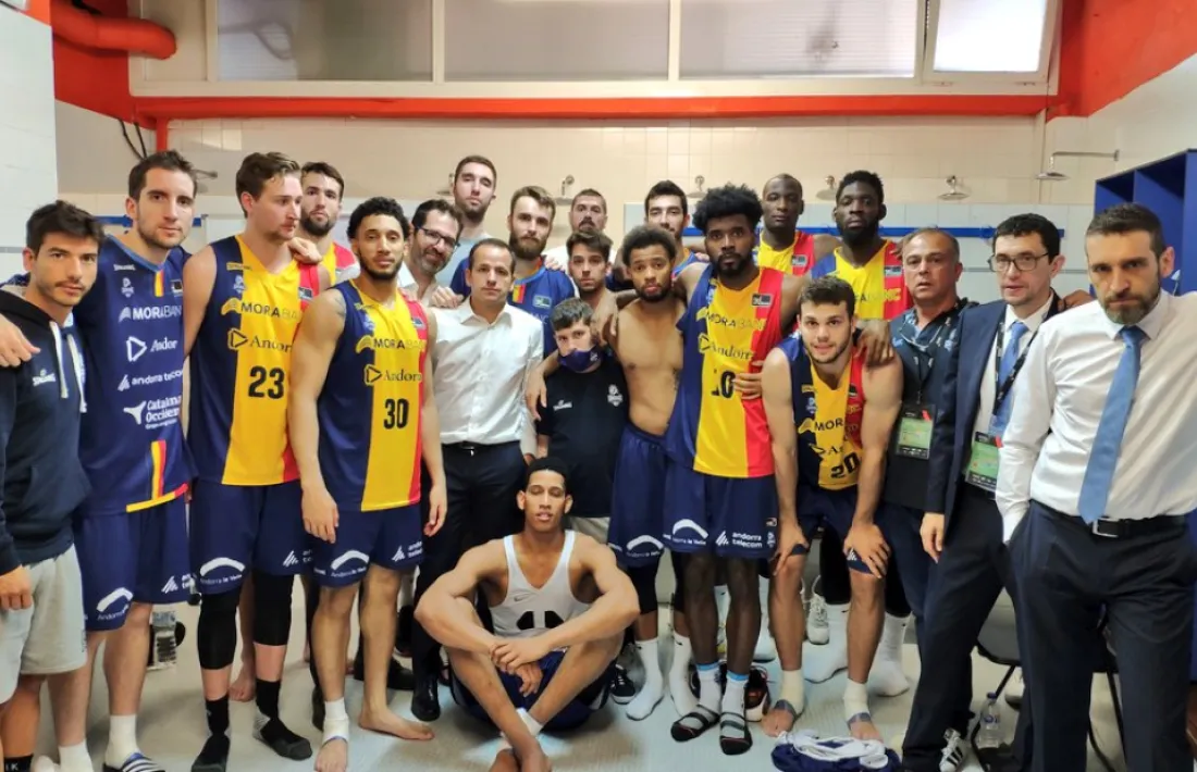 El BC MoraBanc després del partit contra el San Pablo Burgos.