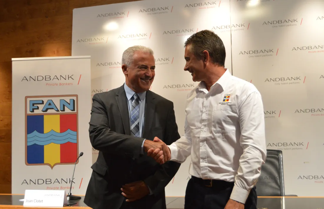El nou president de la FAN, Joan Clotet i el sotsdirector general banca país d’Andbank, Josep Maria Cabanes.