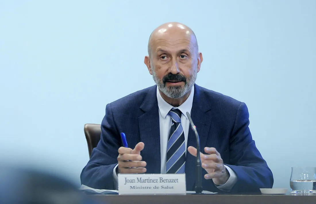 El ministre de Salut, Joan Martínez Benazet, en la roda de premsa d'aquesta tarda.