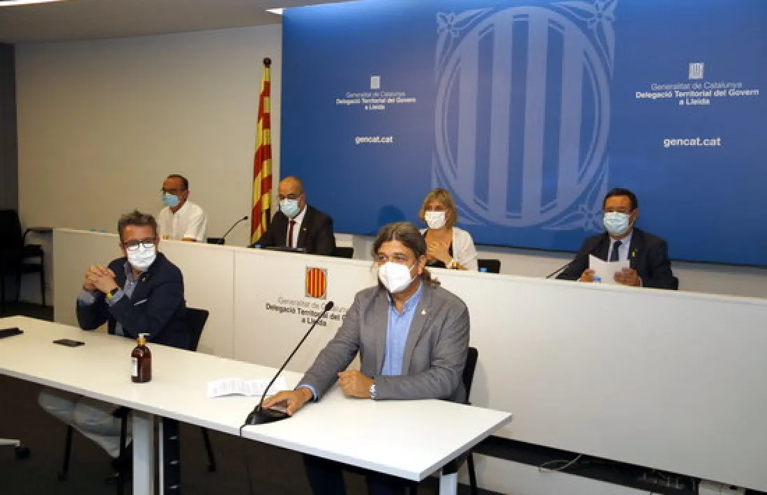 Un instant de la roda de premsa per anunciar el confinament de Lleida.