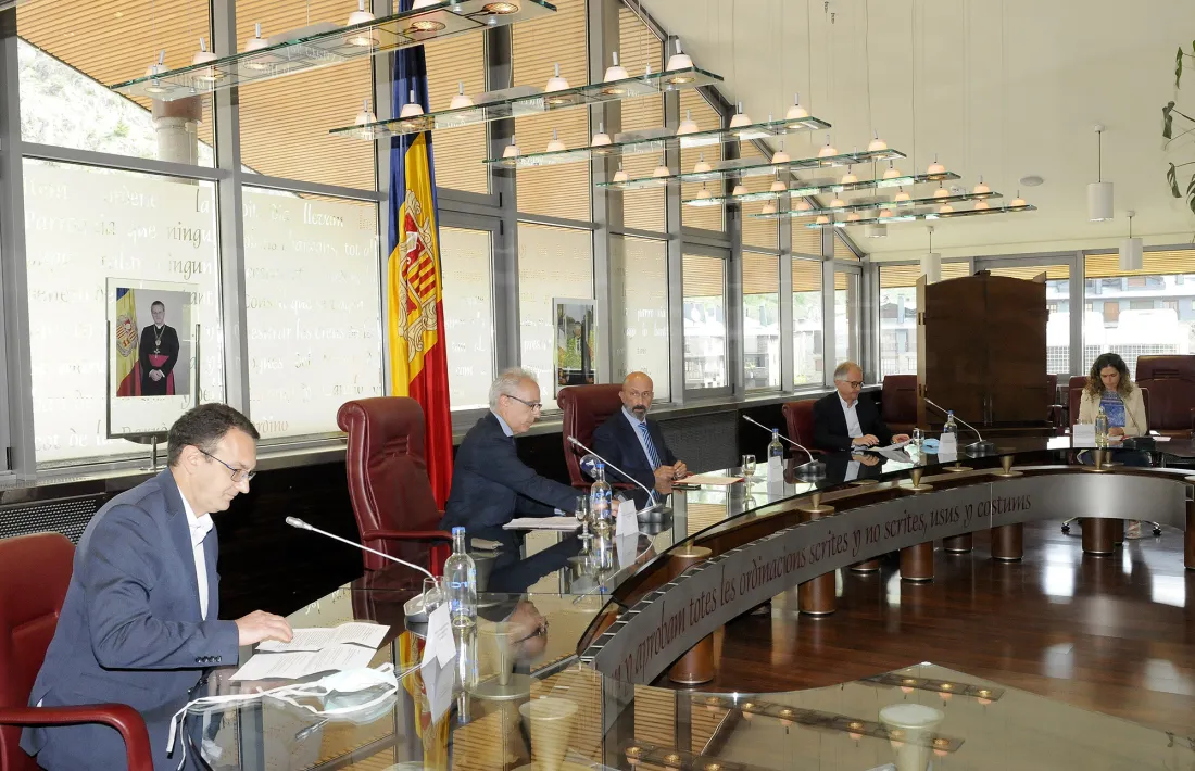 Un instant de la roda de premsa de presentació de la prova pilot, ahir, a Canillo.