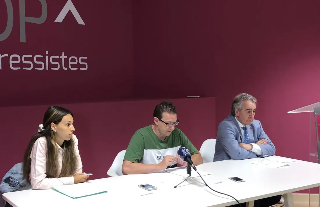 Laia Moliné, Josep Lluís Donsión i Jaume Bartumeu en la roda de premsa d’ahir.