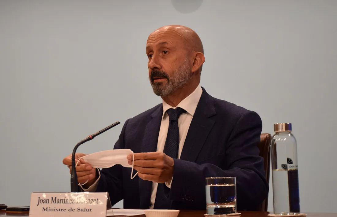 El ministre de Salut, Joan Martínez Benazet, durant la compareixença d’ahir.