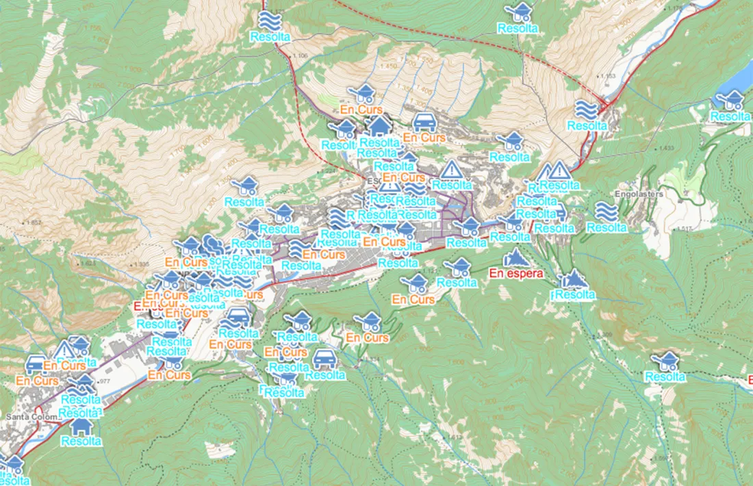 Una imatge del mapa on consten totes les fotodenúncies rebudes i el seu estat.