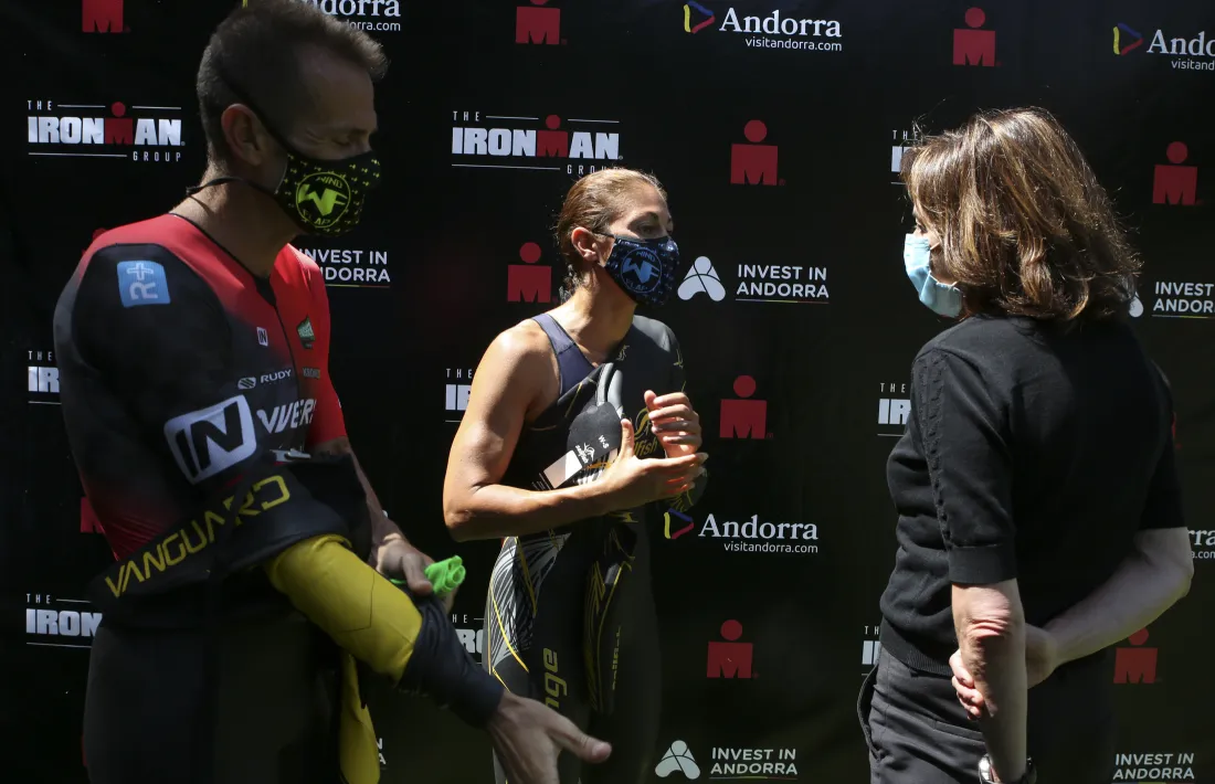 Un instant de la presentació de l’acord amb Ironman que permetrà organitzar l’Andorra Multisport Festival.