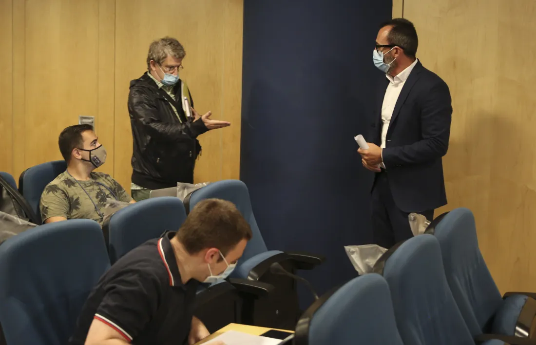 Filloy i Zapatero en la signatura del conveni, ahir al migdia.