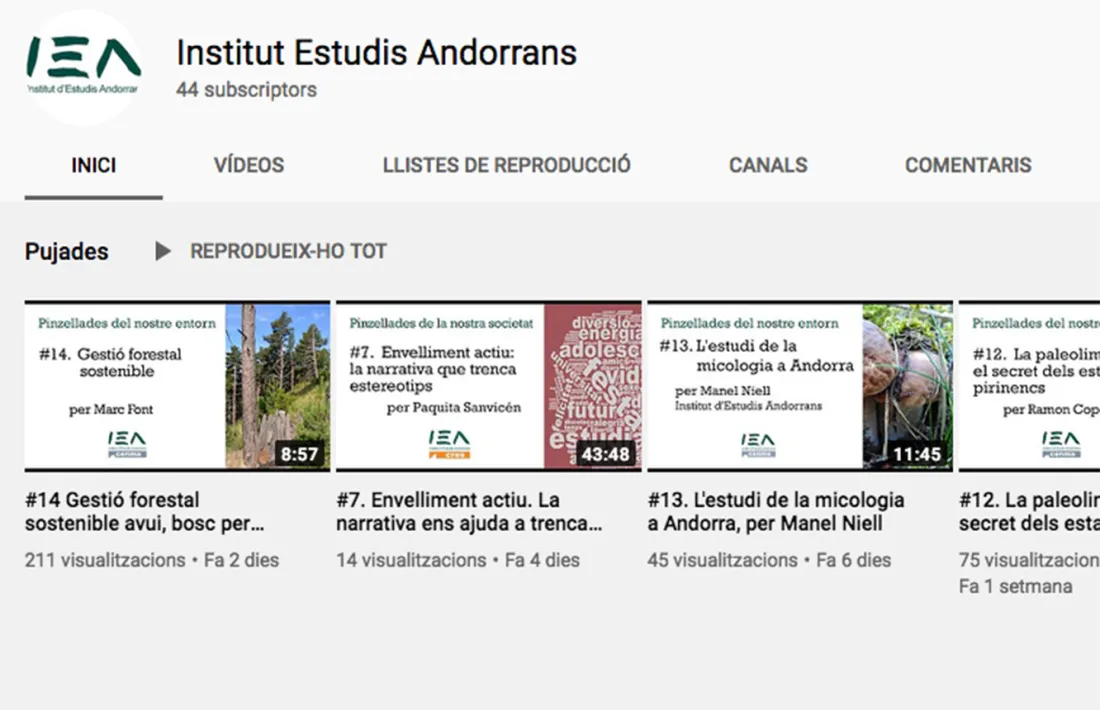 El canal de Youtube a través del qual es difonen les càpsules.