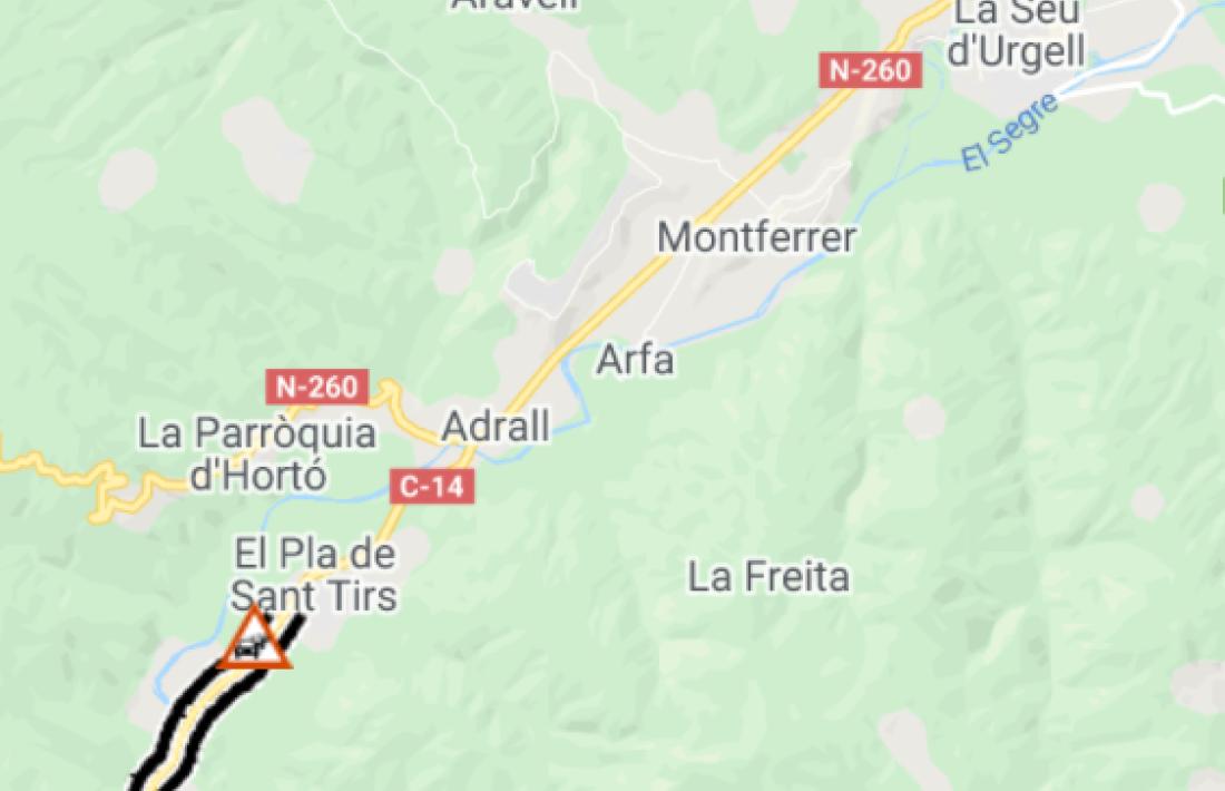 Mapa amb el punt on s'ha produït el sinistre